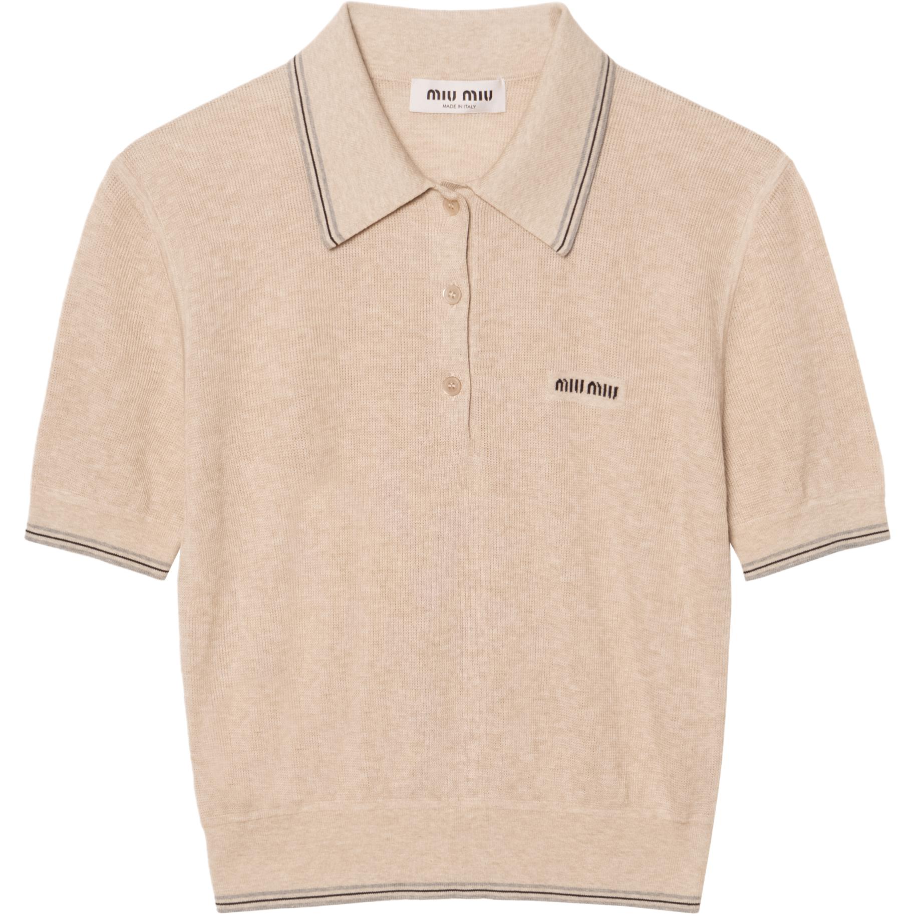 

MIU MIU Хлопковая вязаная поло песочный бежевый