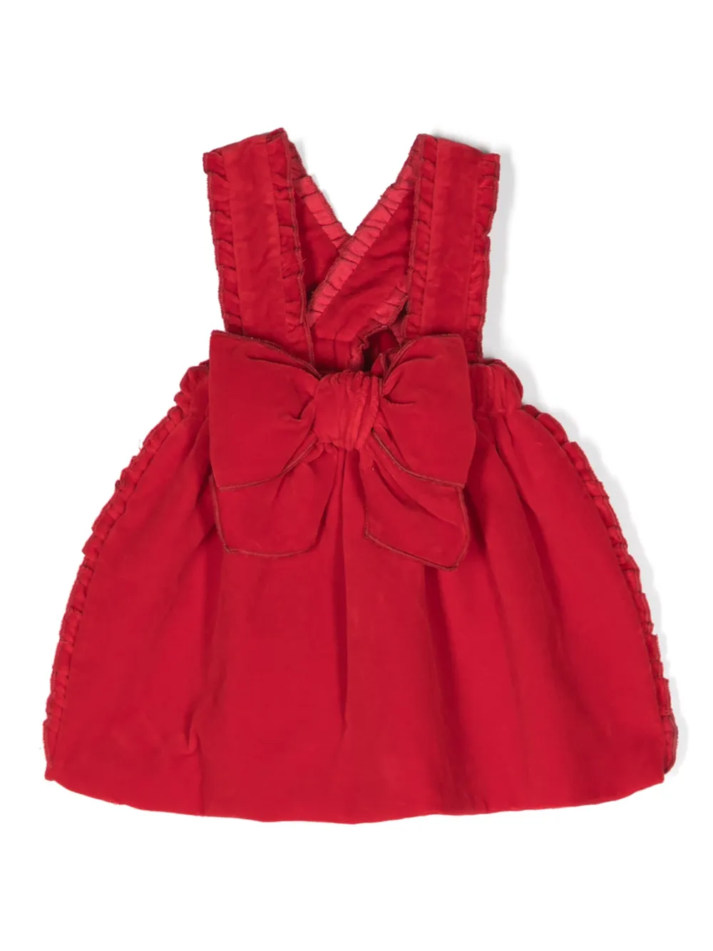 

Бархатное платье мини с объемным бантом La Stupenderia, красный