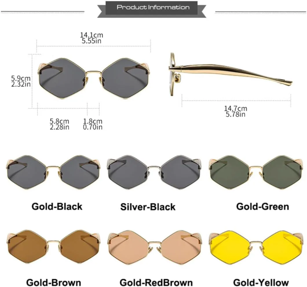 

Популярные модные многоугольные солнцезащитные очки для женщин и мужчин, трендовые квадратные очки с защитой от УФ-излучения UV400 TVTBBVV, Gold-redbrown