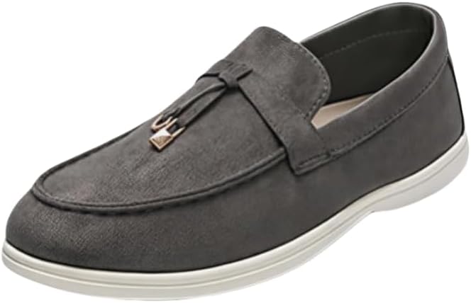 

Мужские кожаные лоферы-слипоны мокасины из замши, легкие и дышащие стильные мужские лоферы Hhhchpm, серый