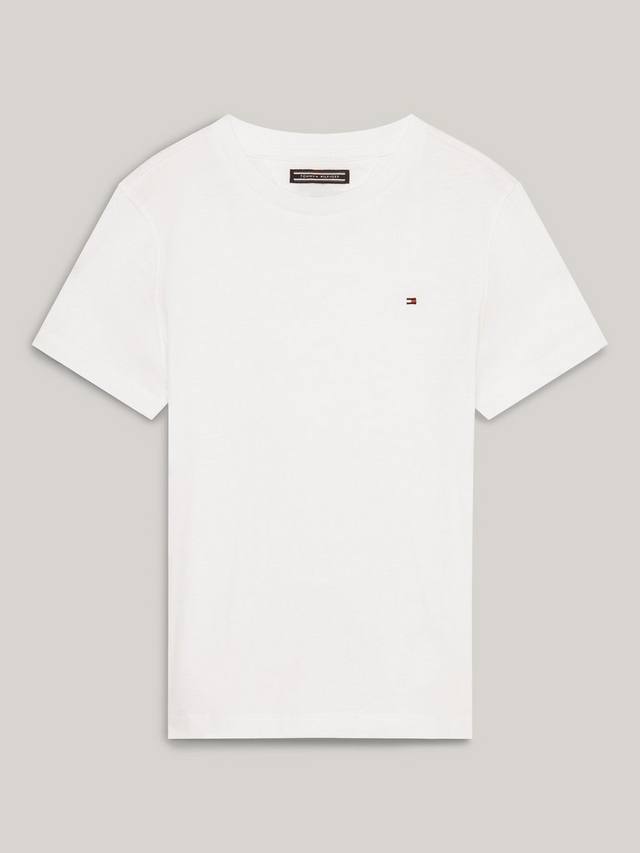 Детский базовый топ с коротким рукавом и круглым вырезом Tommy Hilfiger, Bright White — фото 3