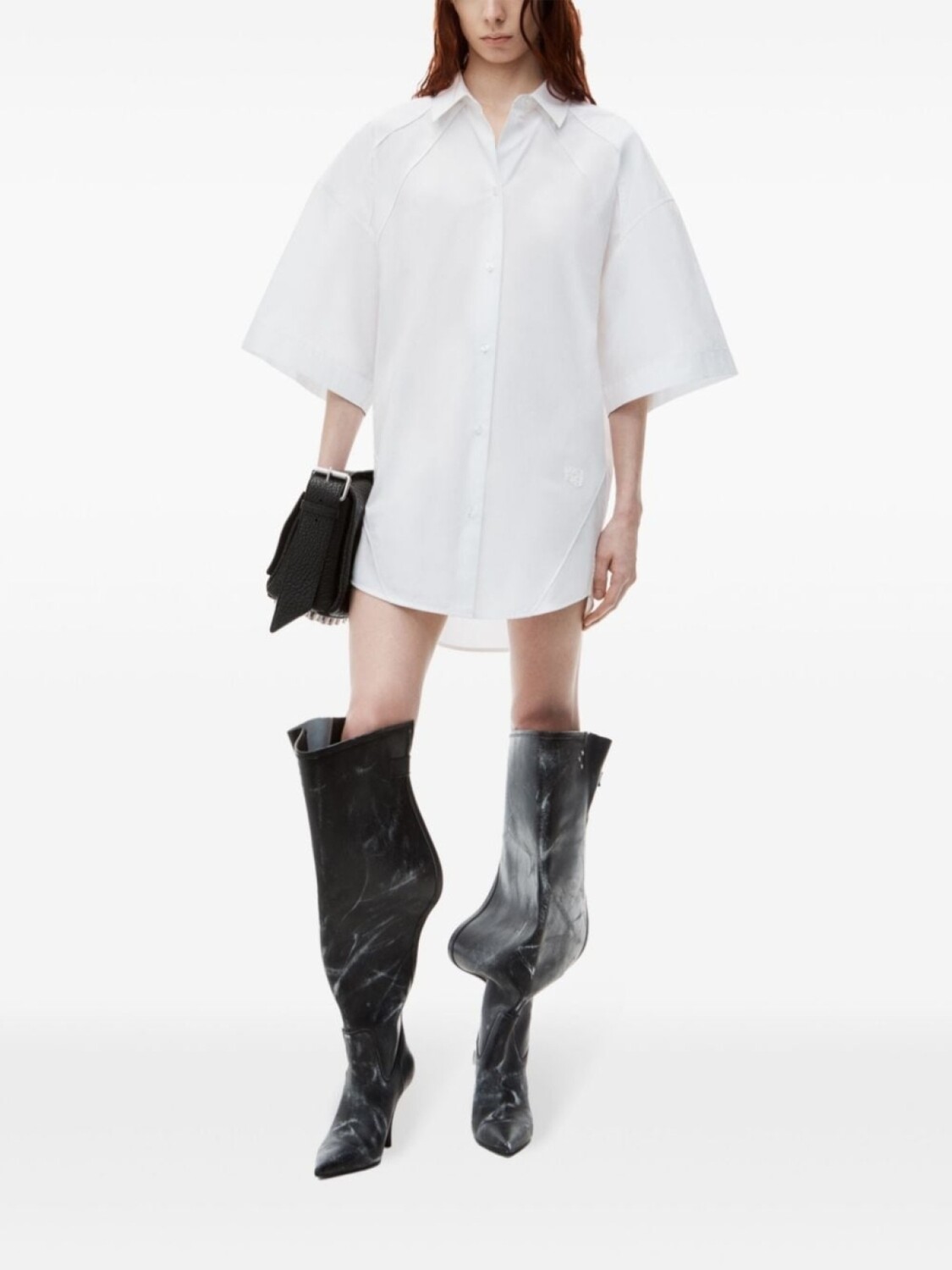 Alexander Wang платье-рубашка с короткими рукавами, белый — фото 2