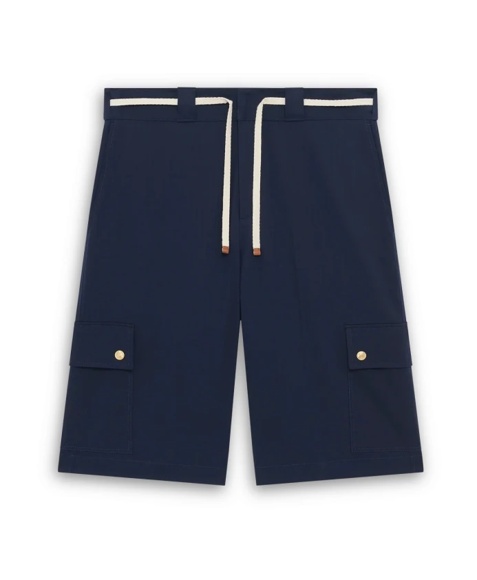 

Синие хлопковые шорты с шевронным узором и завязками. Drole De Monsieur, синий