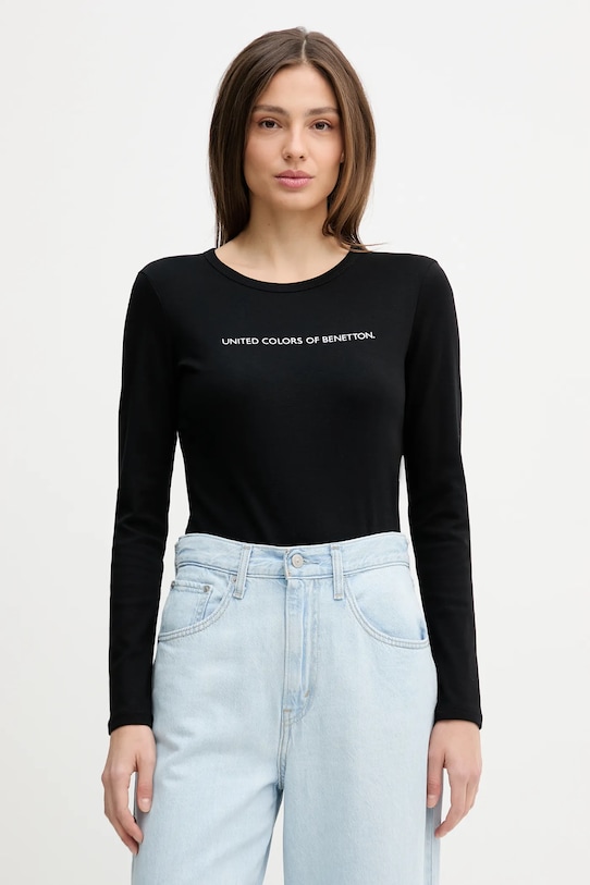 

Хлопковый лонгслив United Colors of Benetton, черный