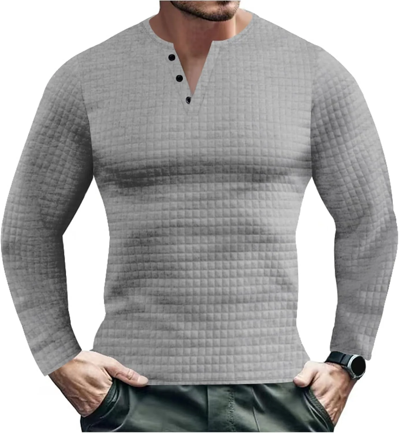 

Мужская футболка-хенли с длинным рукавом Slim Fit MBDWWLC