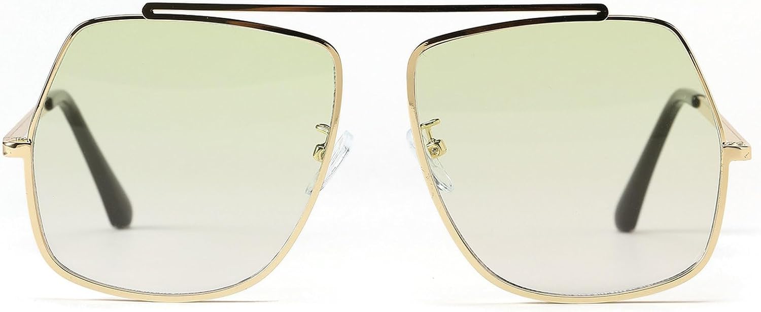 

Крупные квадратные солнцезащитные очки для женщин, модные большие очки-пилот в золотой металлической оправе, солнцезащитные очки 2025 года, модные женские солнцезащитные очки mincl, Green