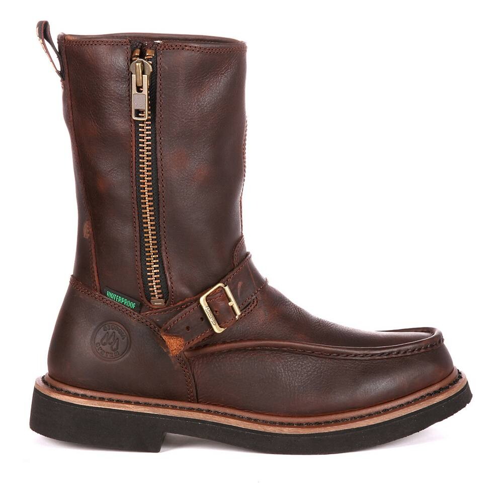 Мужские водонепроницаемые резиновые рабочие ботинки Georgia Boots с боковой молнией 10, коричневый — фото 2