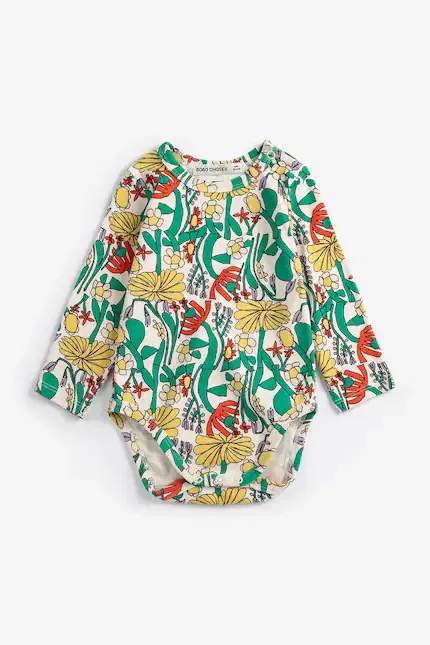 Боди с длинным рукавом Color Herbalist Bobo Choses, зеленый