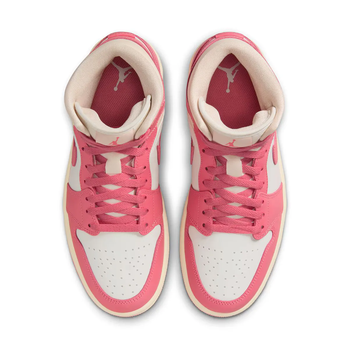 Баскетбольные кроссовки Air Jordan 1 Mid женские, розовый/белый — фото 3