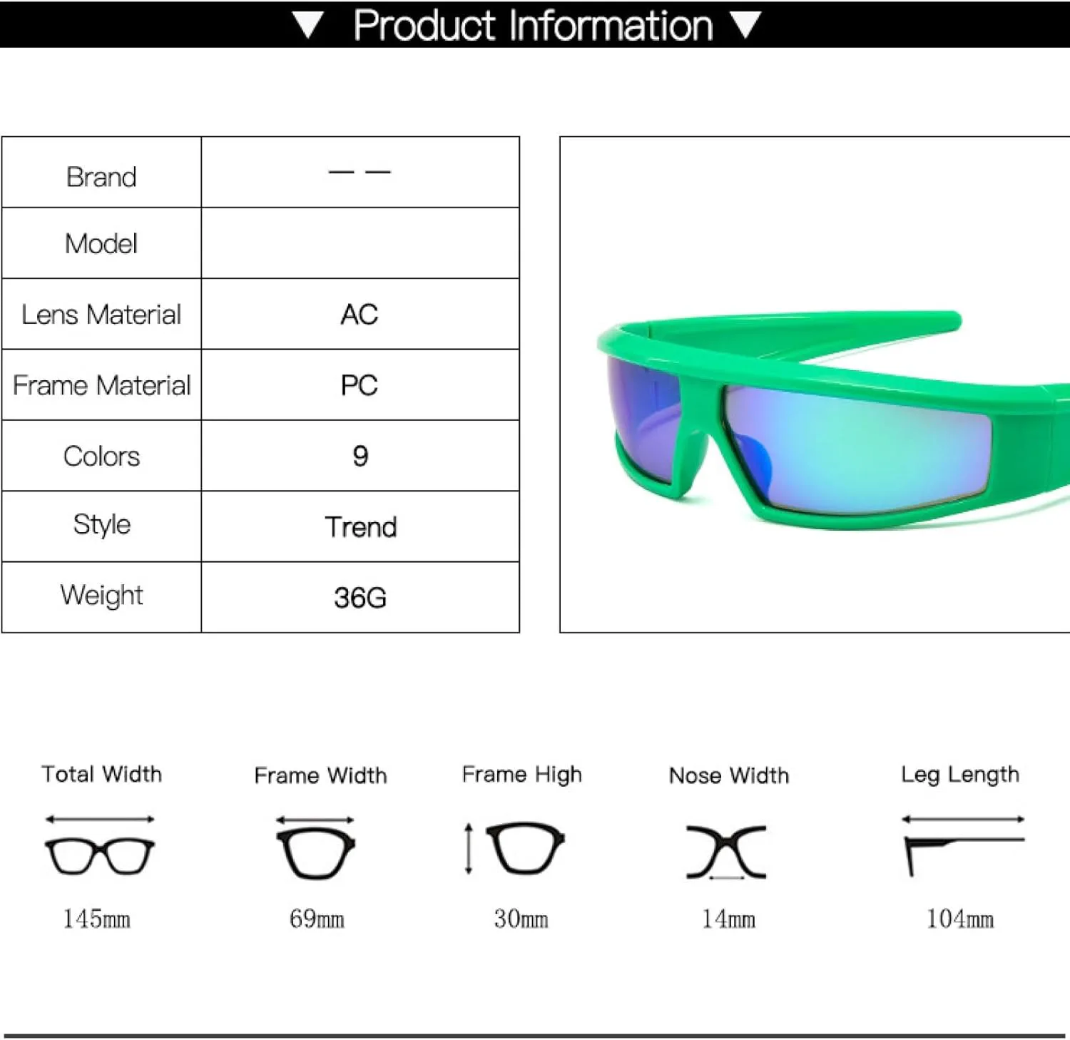 

Панк-солнцезащитные очки для женщин, цельные солнцезащитные очки с узкой кромкой, модные мужские солнцезащитные очки для активного отдыха generic, Yellow Black