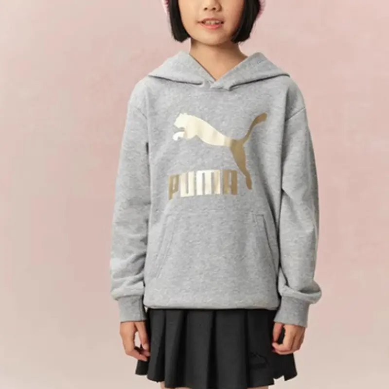 PUMA Свитшот CLASSICS коллекция Sportstyle светло-серый в крапинку Kids' — фото 3