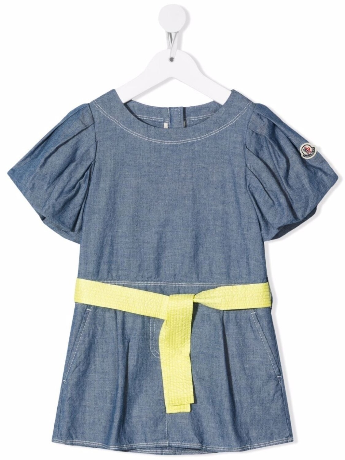 

Платье из ткани шамбре с поясом Moncler Enfant, синий, Серый, Платье из ткани шамбре с поясом Moncler Enfant, синий