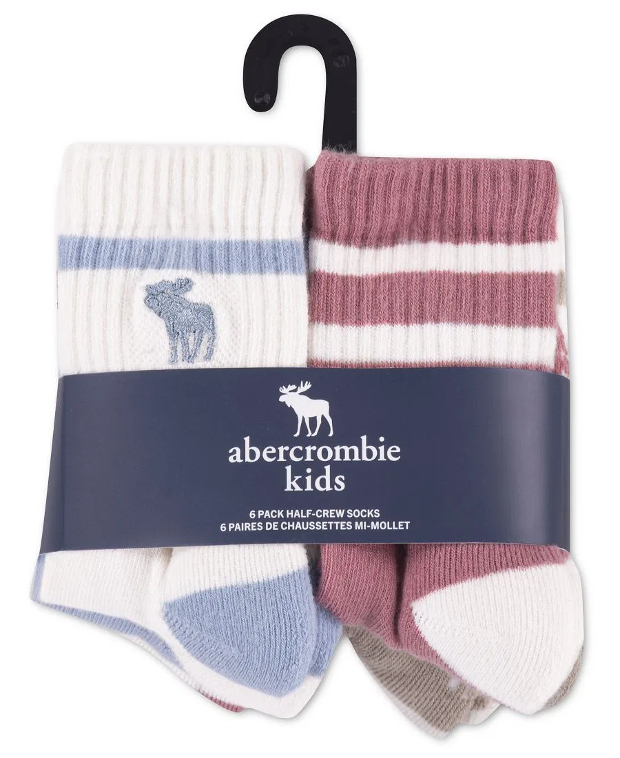 Полукруглые носки для мальчиков и девочек, 6 пар, комплект из 6 пар Abercrombie Kids, синий — фото 3