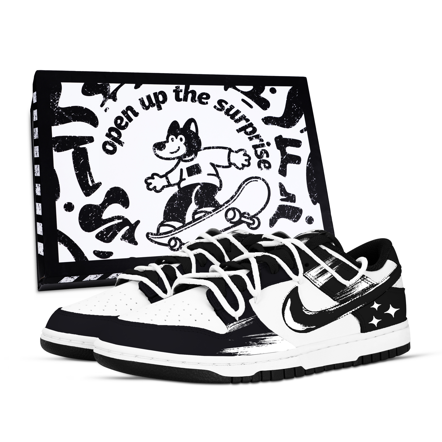 

Dunk Mystic Trail, Box устойчивые к истиранию низкие кроссовки для скейтбординга Unisex Nike, черный/белый