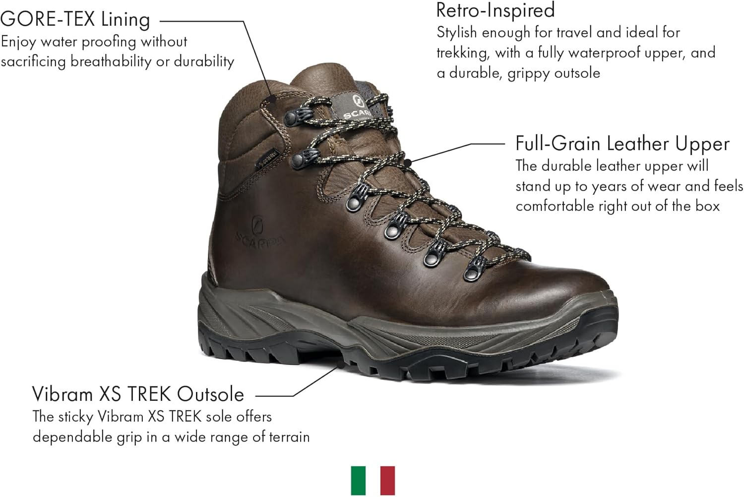 Мужские водонепроницаемые ботинки SCARPA Terra GTX с мембраной Gore-Tex для пеших походов и рюкзачного туризма, коричневый — фото 2