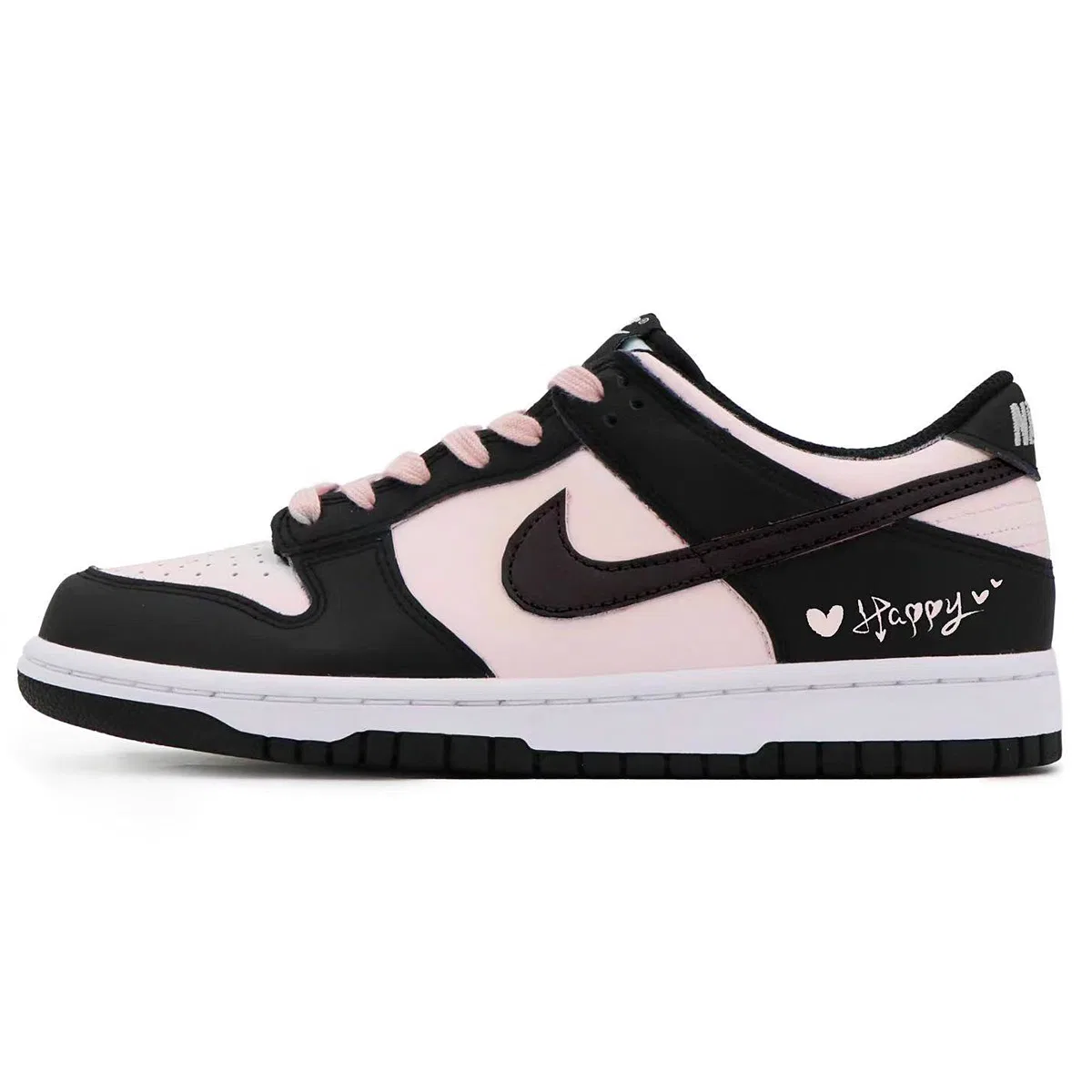 Кроссовки для скейтбординга детские Dunk Sweet Mood Leather Waterproof Lightweight Cushioning Low top, черный, розовый, унисекс Nike, Pink