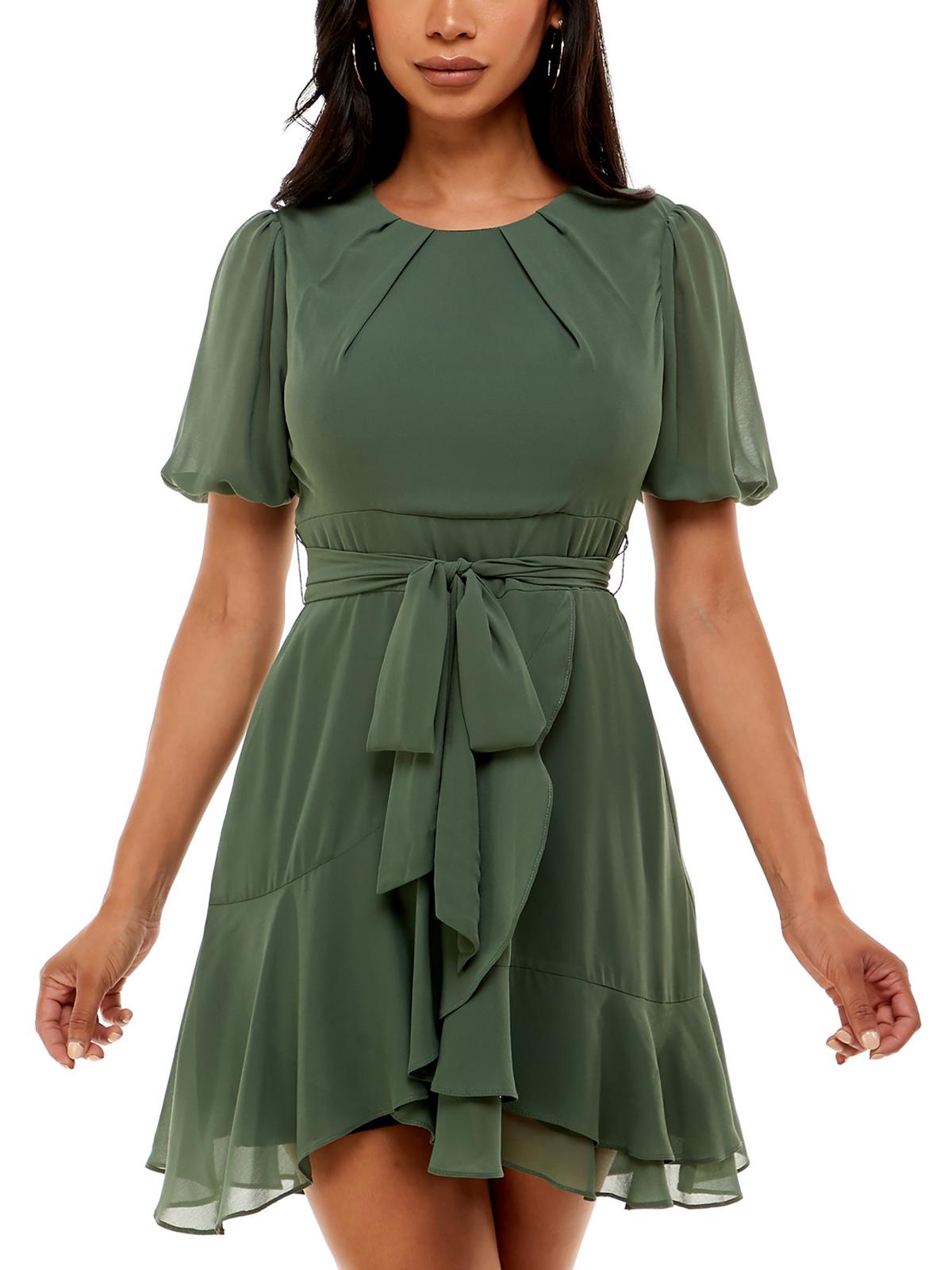 

Платье-мини для вечеринок Juniors Womens Fit & Flare B. Darlin, оливковый
