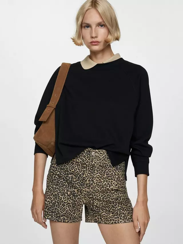 

Шорты Mango Leopard Print Denim, коричневый