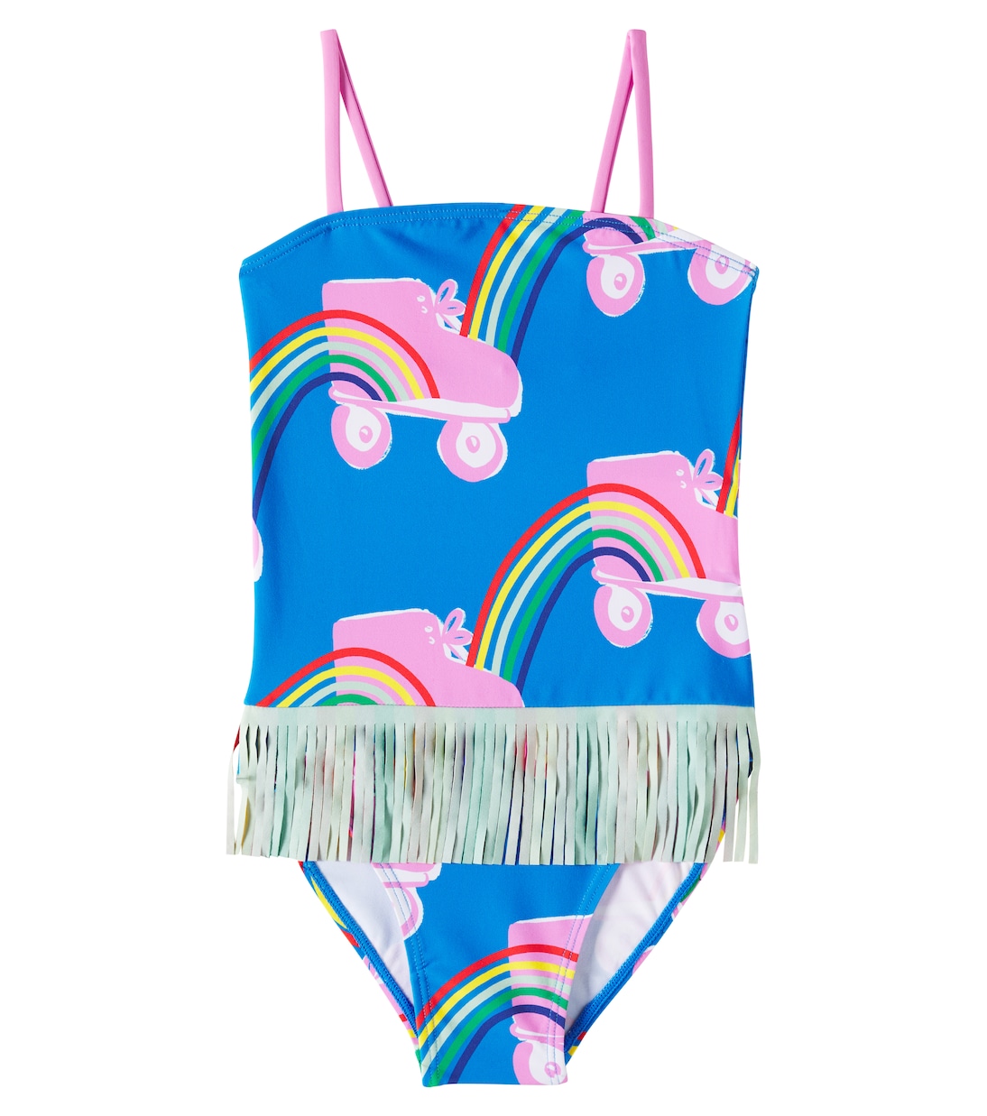 

Печатный купальник с рюшами Stella McCartney Kids, Azzurio/Multicolor