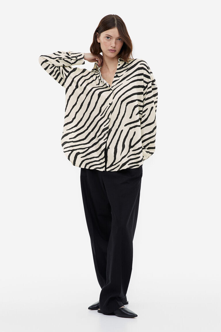 

Атласная блузка оверсайз H&M, бежевый