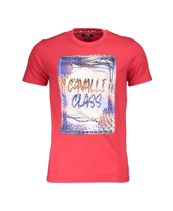 

Красная хлопковая футболка с напечатанным логотипом. Cavalli Class, красный