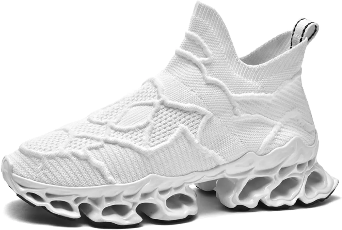 

Мужские слипоны Poramea, кроссовки для ходьбы и тенниса без шнурков, беговые кроссовки Blade, сетчатые для бега, трейл-джоггинга, повседневные спортивные, белый