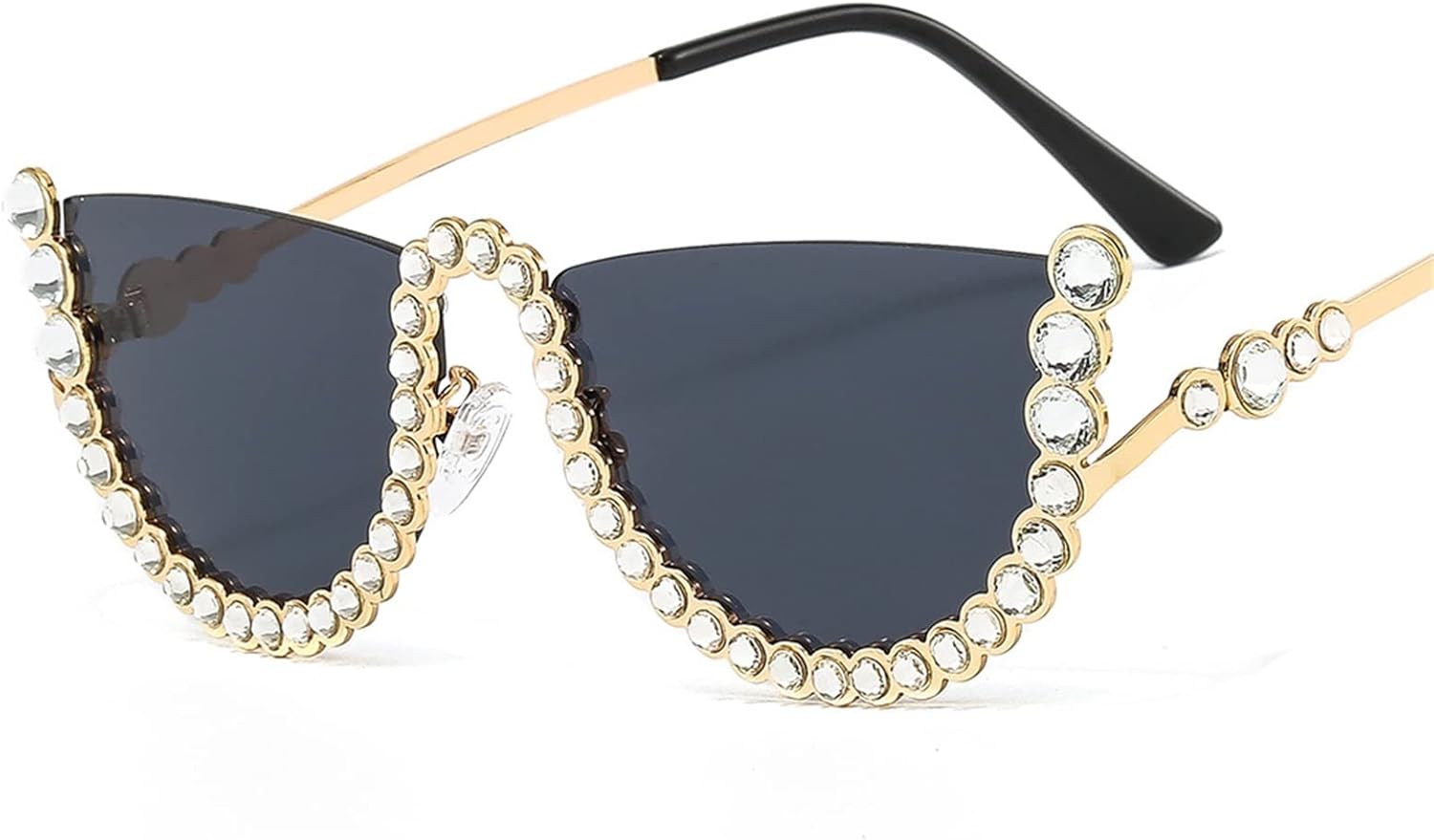 

Мужские и женские солнцезащитные очки в полуободковой металлической оправе с бриллиантами, для отдыха на природе, пляжа и вечеринок (Цвет: A, Размер: Средний) MTZJH, One Color