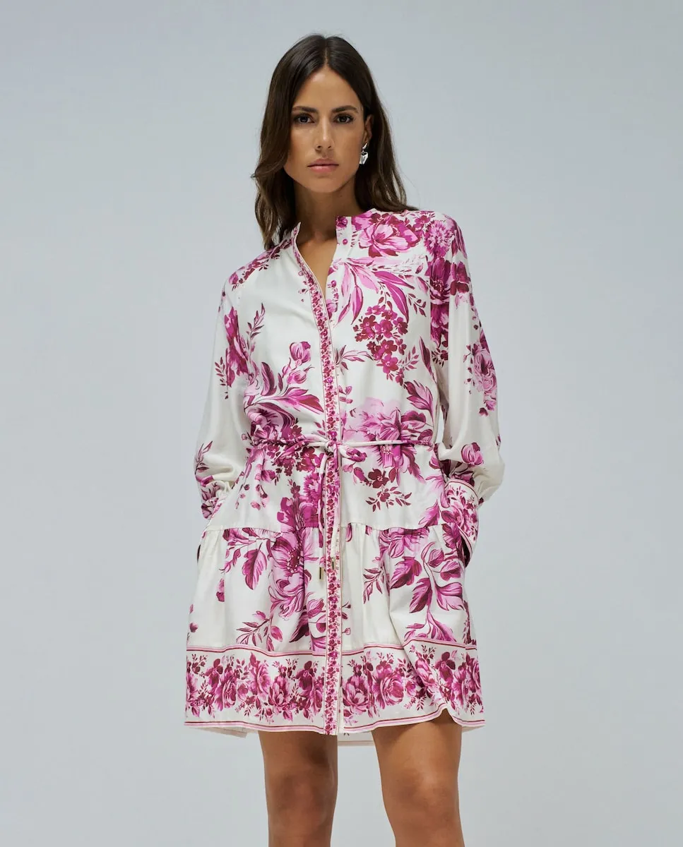 

Женское платье-рубашка с цветочным принтом Salsa Jeans, белый/фуксия