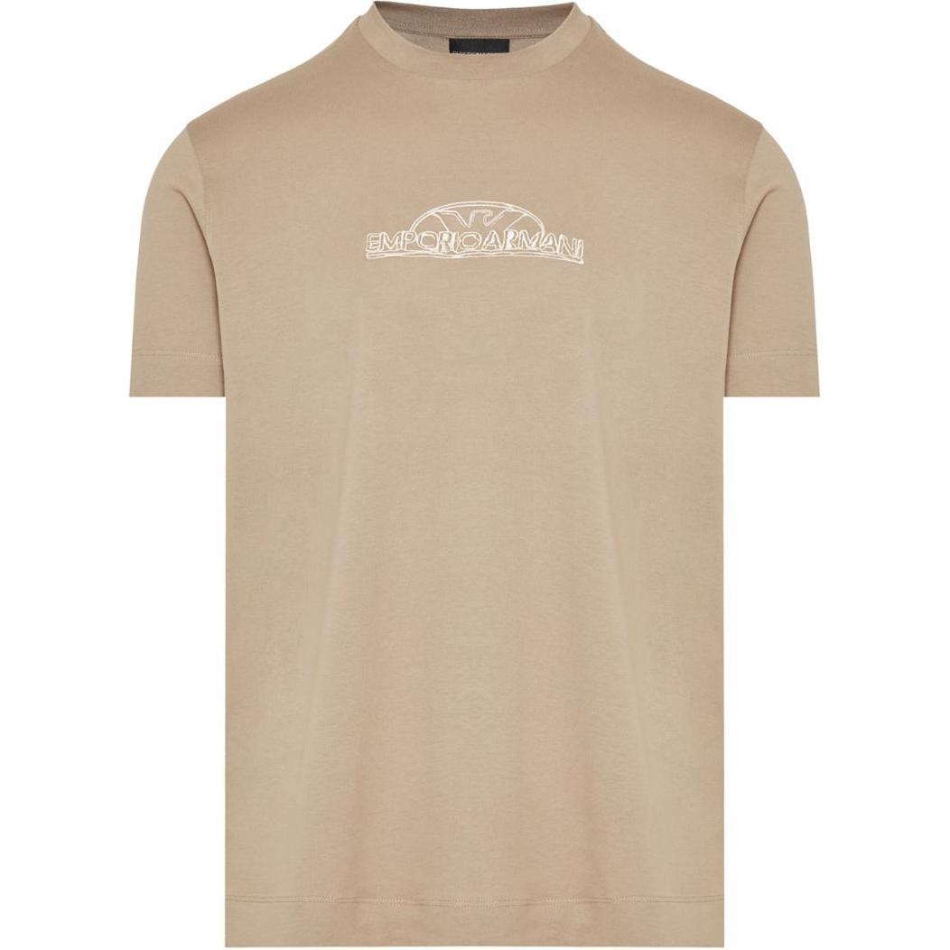 

Футболка с вышитым логотипом Crew Neck EMPORIO ARMANI, бежевый