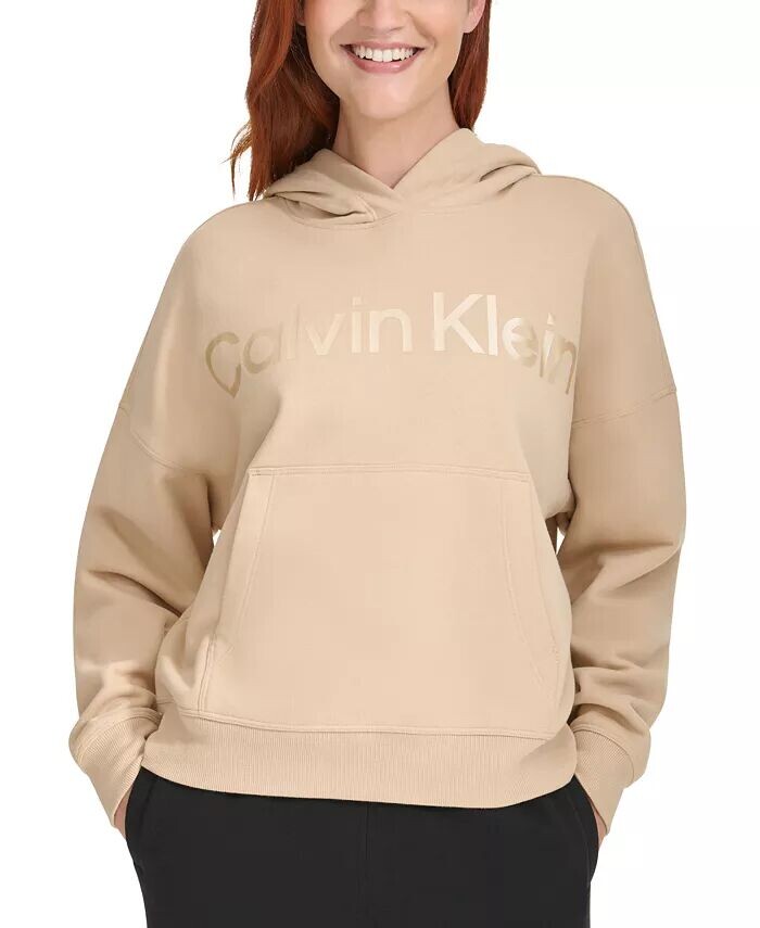 

Женская флисовая толстовка с логотипом Calvin Klein, коричневый/бежевый