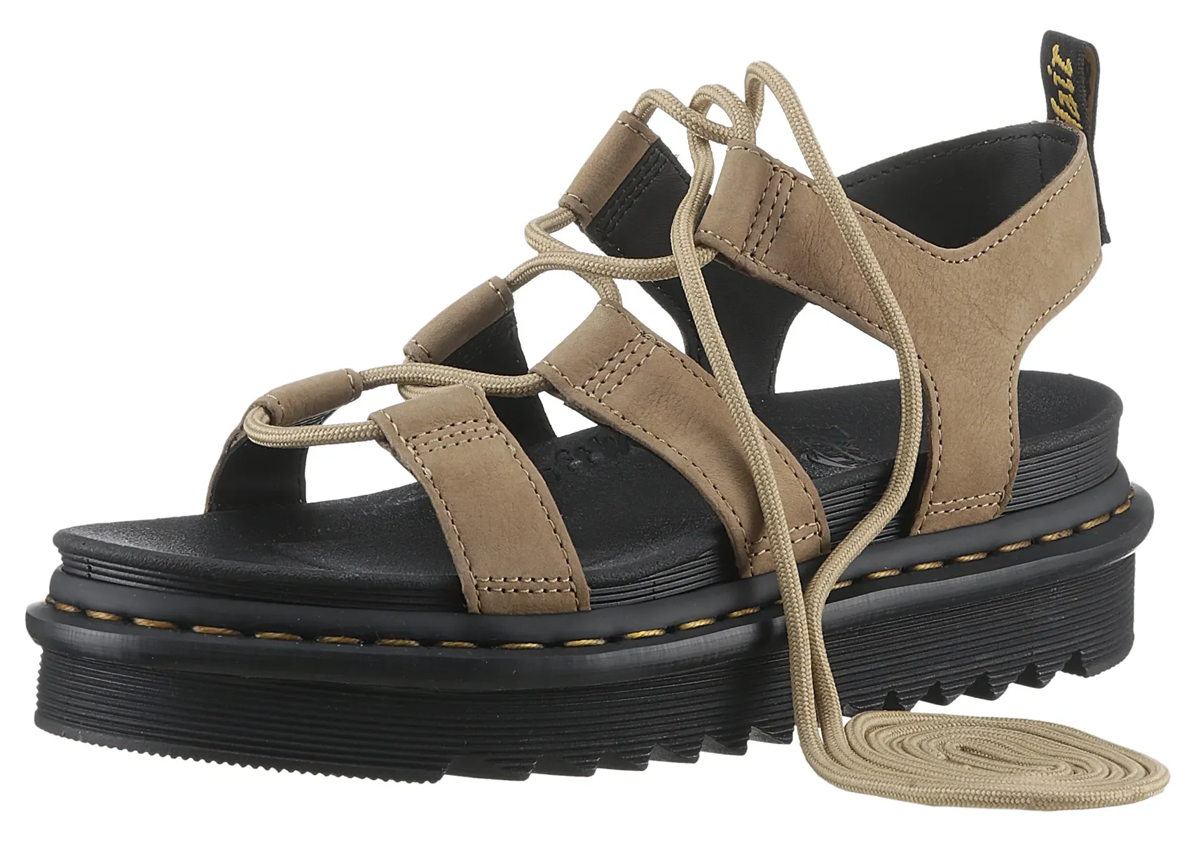 

Босоножки на платформе DR. MARTENS "Nartilla Hydro", летняя обувь, босоножки, каблук-платформа, с изысканной шнуровкой, цвет Savanna Tan