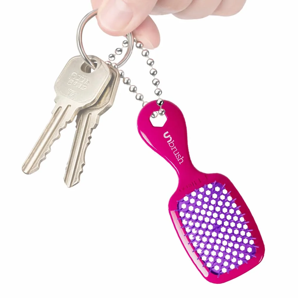 Брелок-расческа FHI Heat UNbrush Super Mini - коллекционный миниатюрный аксессуар для сумок и ключей - для любительниц красоты., Pink Burst