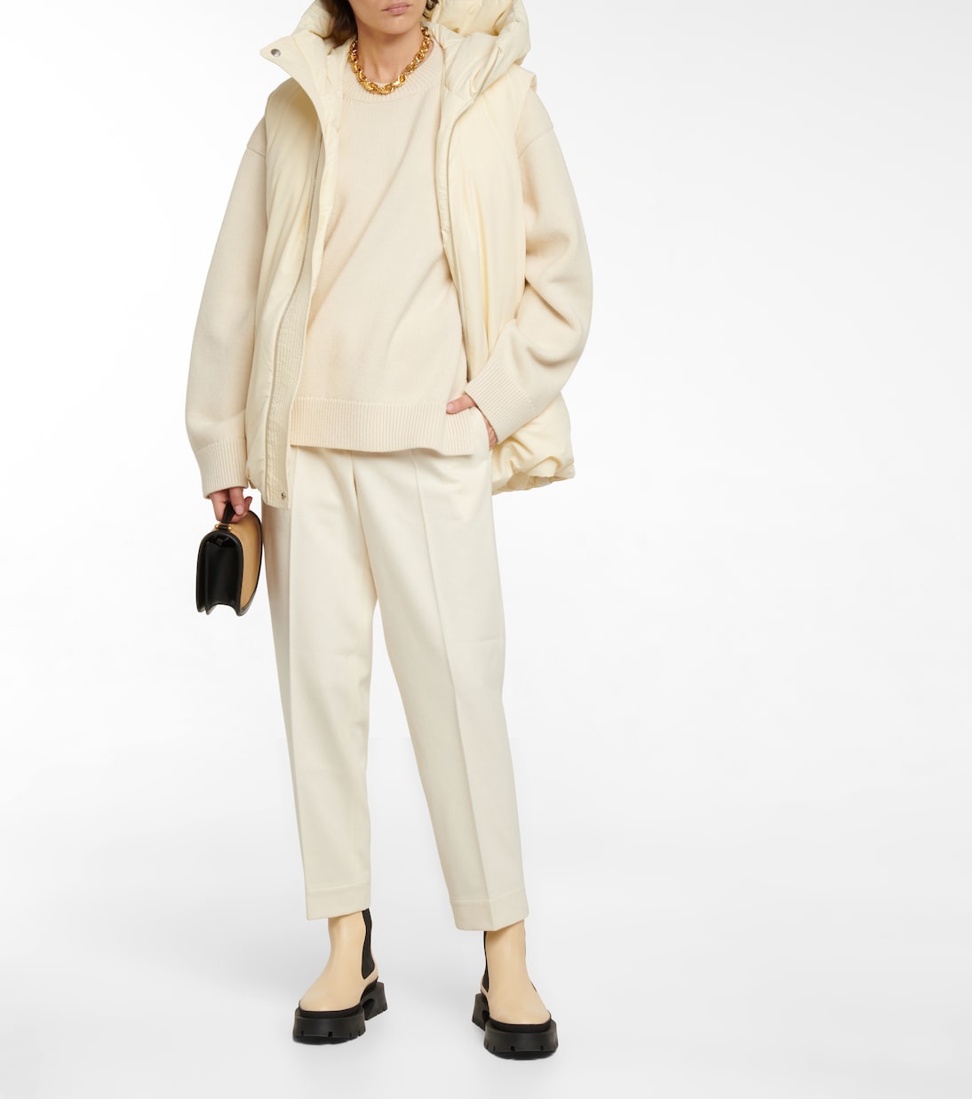 Брюки из смесовой шерсти на завязках Jil Sander, Natural — фото 2