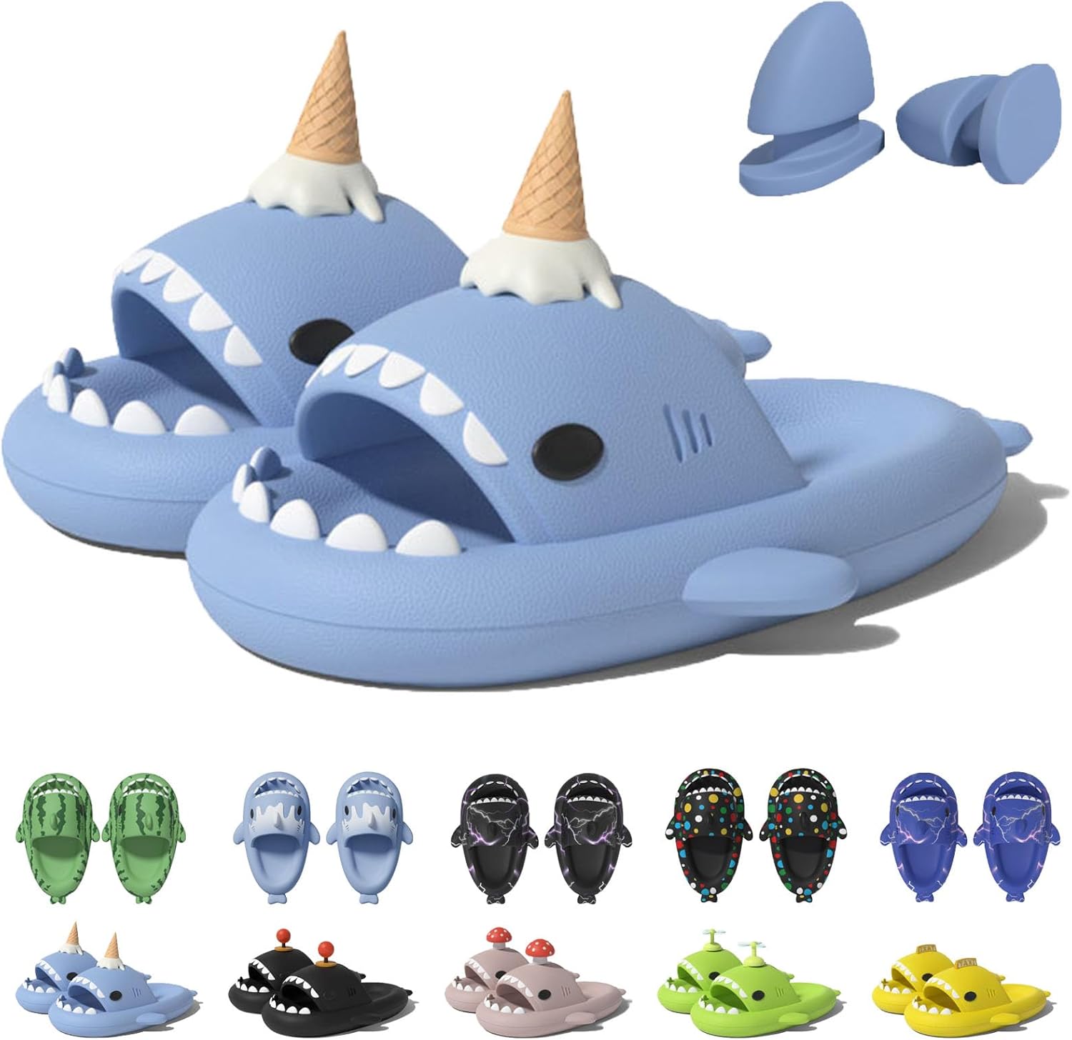 

Шлепанцы в форме акулы в рожке мороженого Jfxgjuv, синий