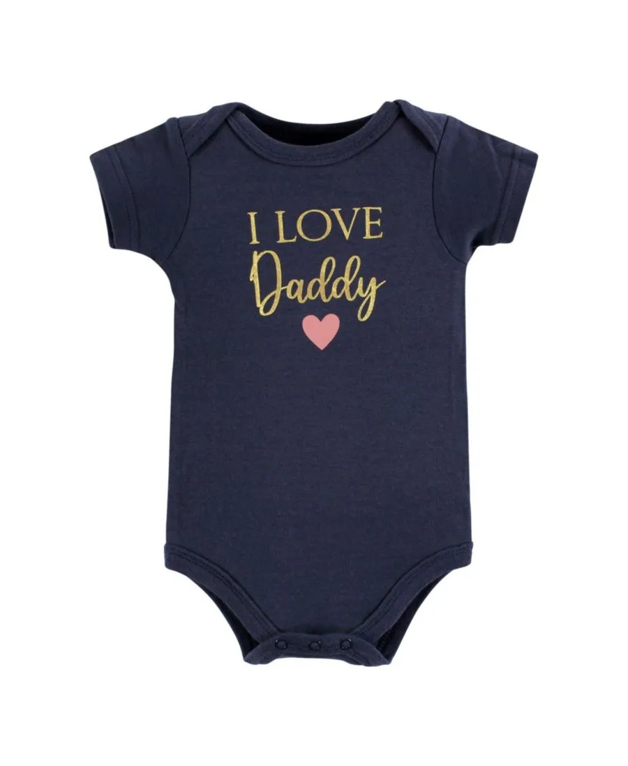 Комплект из 3 хлопковых боди Hudson Baby, girl daddy розовый темно-синий 3pk — фото 2