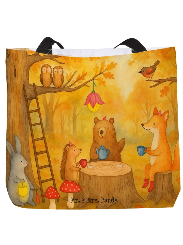 

Сумка-шоппер с изображением лесных животных для пикника, без слогана, белого цвета Mr. & Mrs. Panda