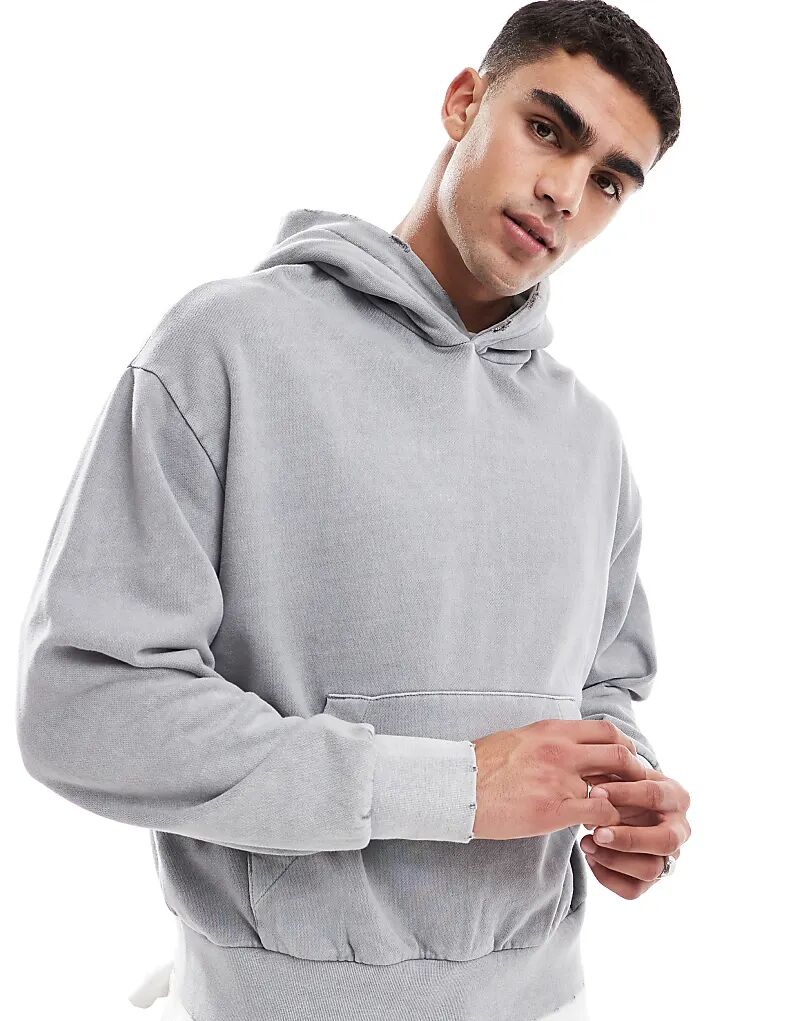 

Стираная толстовка серого цвета Bershka