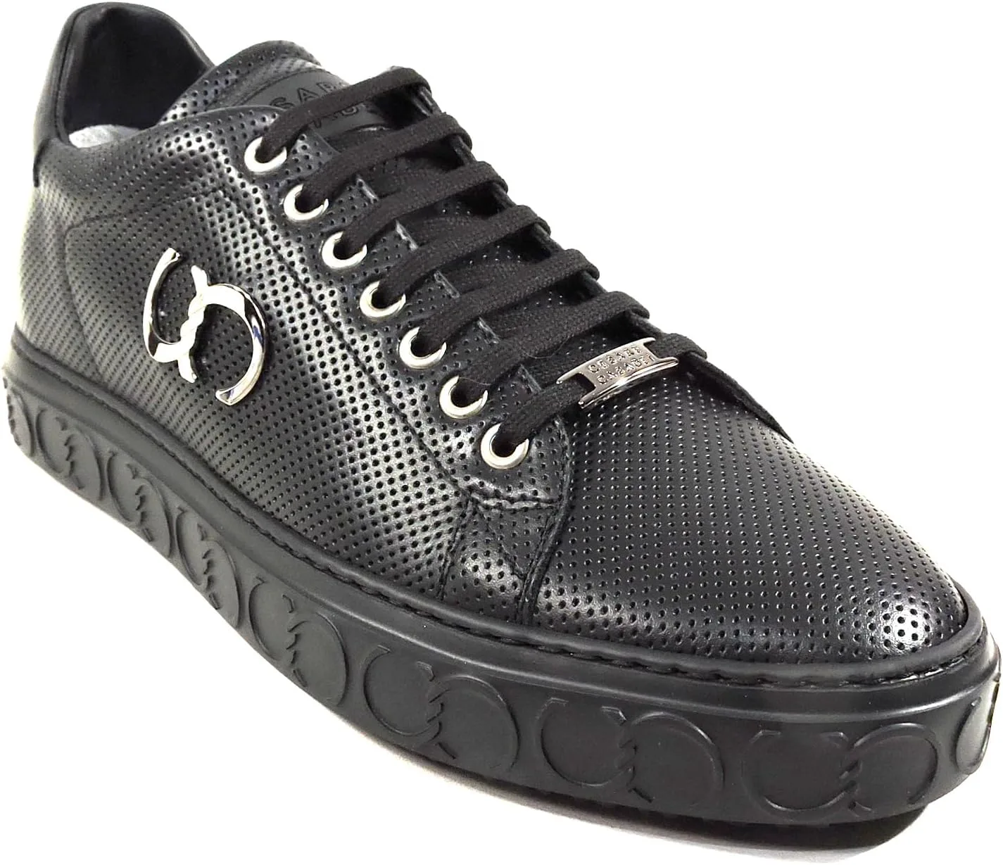 

Мужские черные кожаные модные кроссовки Casadei с перфорацией, черный