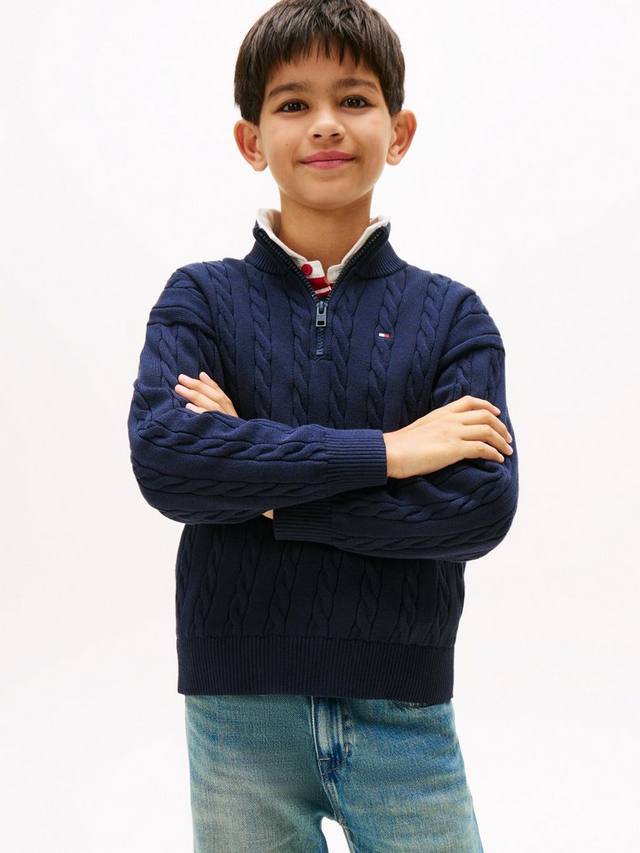 

Детский хлопковый джемпер с молнией Tommy Hilfiger