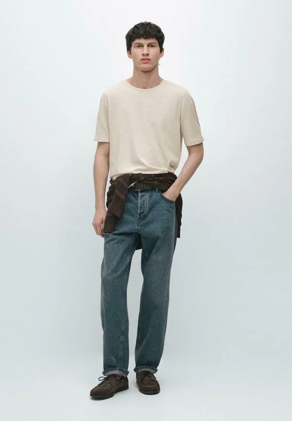 Простая футболка Massimo Dutti, Beige — фото 2
