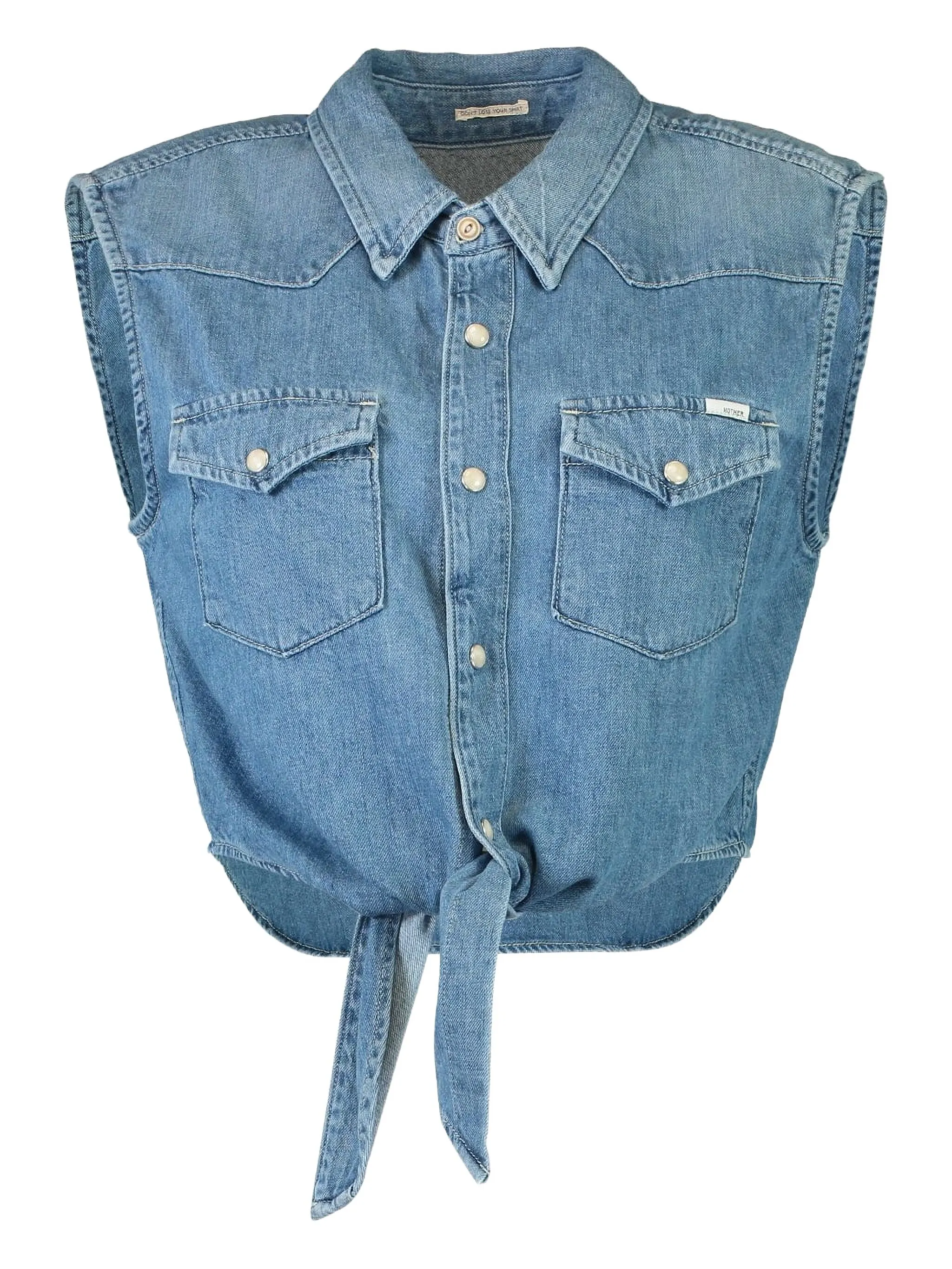 

Джинсовый топ без рукавов с завязками Mother, синий