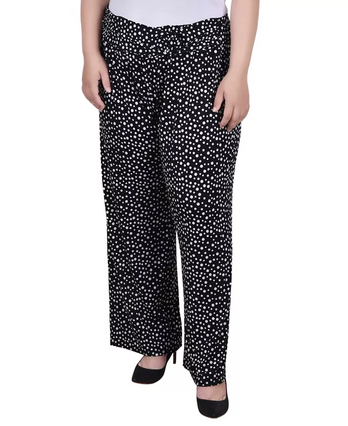 

Укороченные брюки на резинке с декоративным ремнем Plus Size NY Collection, мультиколор