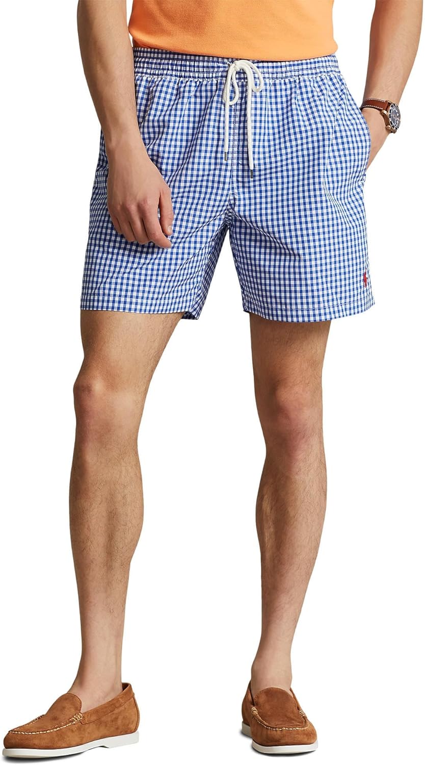

Мужские однотонные шорты для плавания POLO RALPH LAUREN Traveler, Cruise Royal Gingham