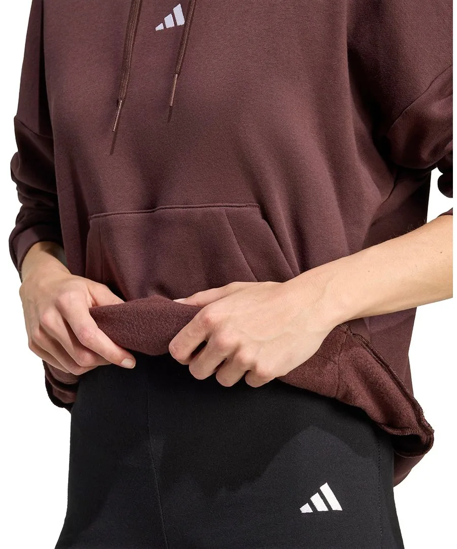 Женская толстовка с длинными рукавами и логотипом Essentials Adidas, shadow коричневый/белый — фото 3