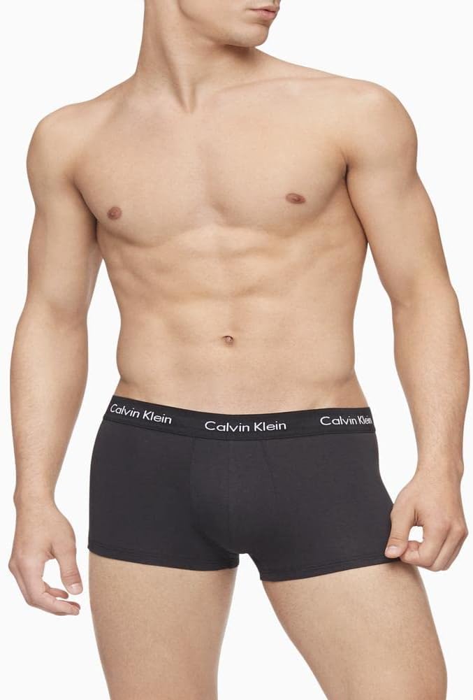 Комплект из 3 мужских трусов-боксеров Calvin Klein из хлопка и эластичной ткани с низкой посадкой, 3 Black — фото 2