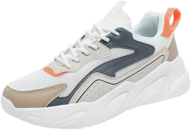 

Мужские кроссовки HoaloX, дышащие, повседневные, легкие весенние кроссовки из сетки для бега на улице, белый/оранжевый