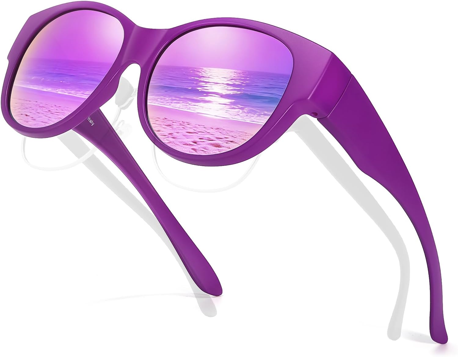 

Солнцезащитные очки TJUTR Oversized с поляризацией, надеваемые поверх обычных очков, для женщин, модные, с облегающей посадкой и защитой от УФ-излучения UV400, A03 Matter Purple/Purple