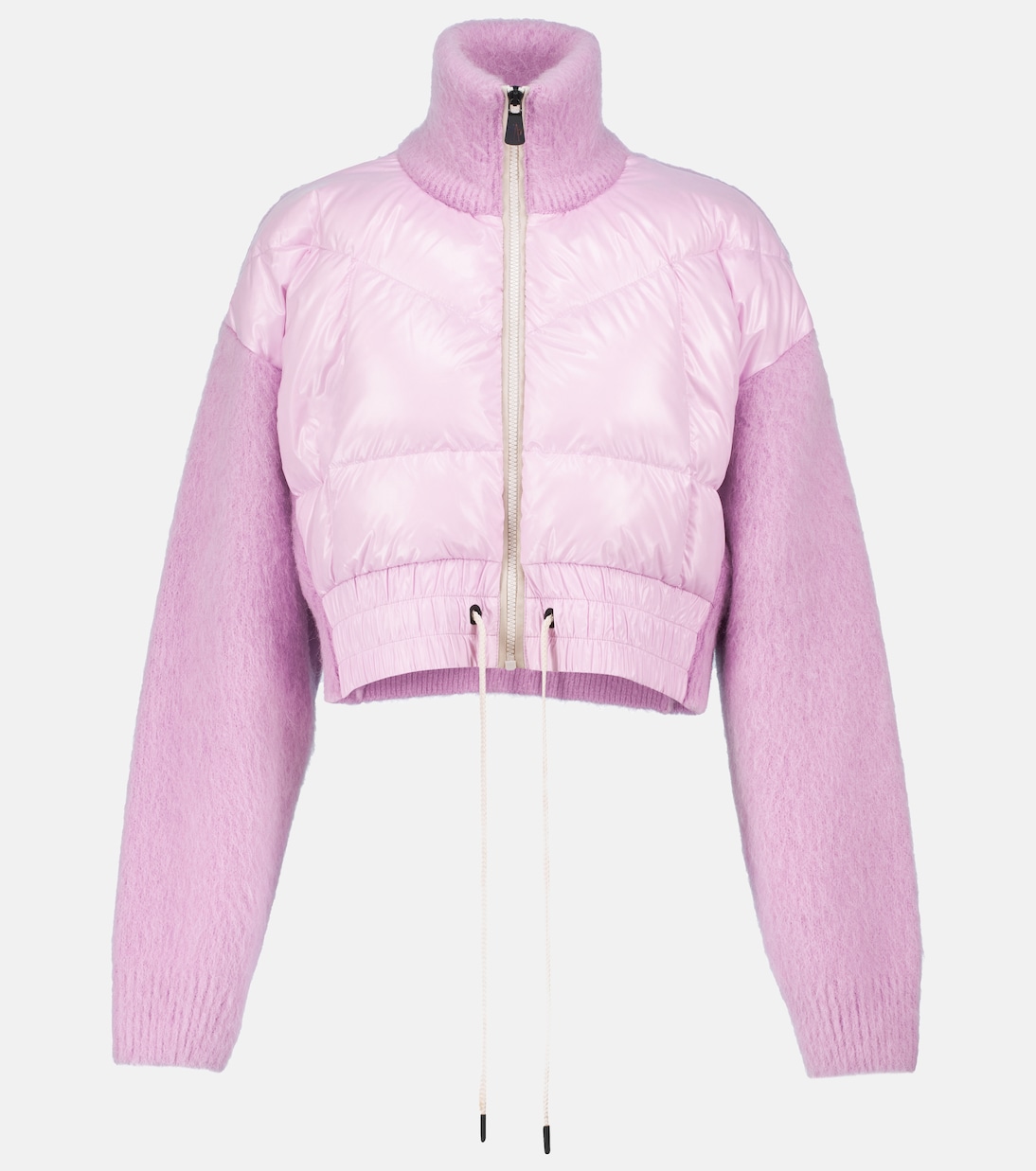 

Кардиган с наполнителем из пуха и смесовой пряжи альпака трикотажный Moncler Grenoble, розовый