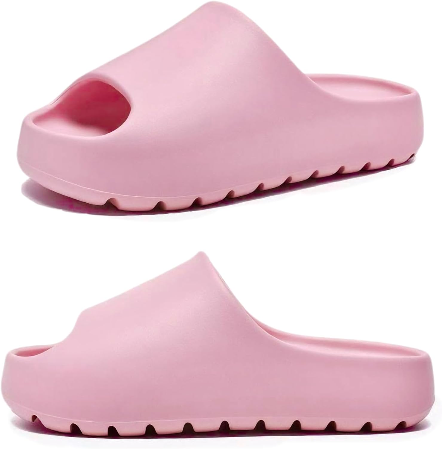 

Женские шлепанцы Cloud Slides, домашние тапочки из мягкого ЭВА унисекс, тапочки для душа с открытым носком и толстой подошвой, мужские шлепанцы для дома и улицы Wakbiolo, розовый
