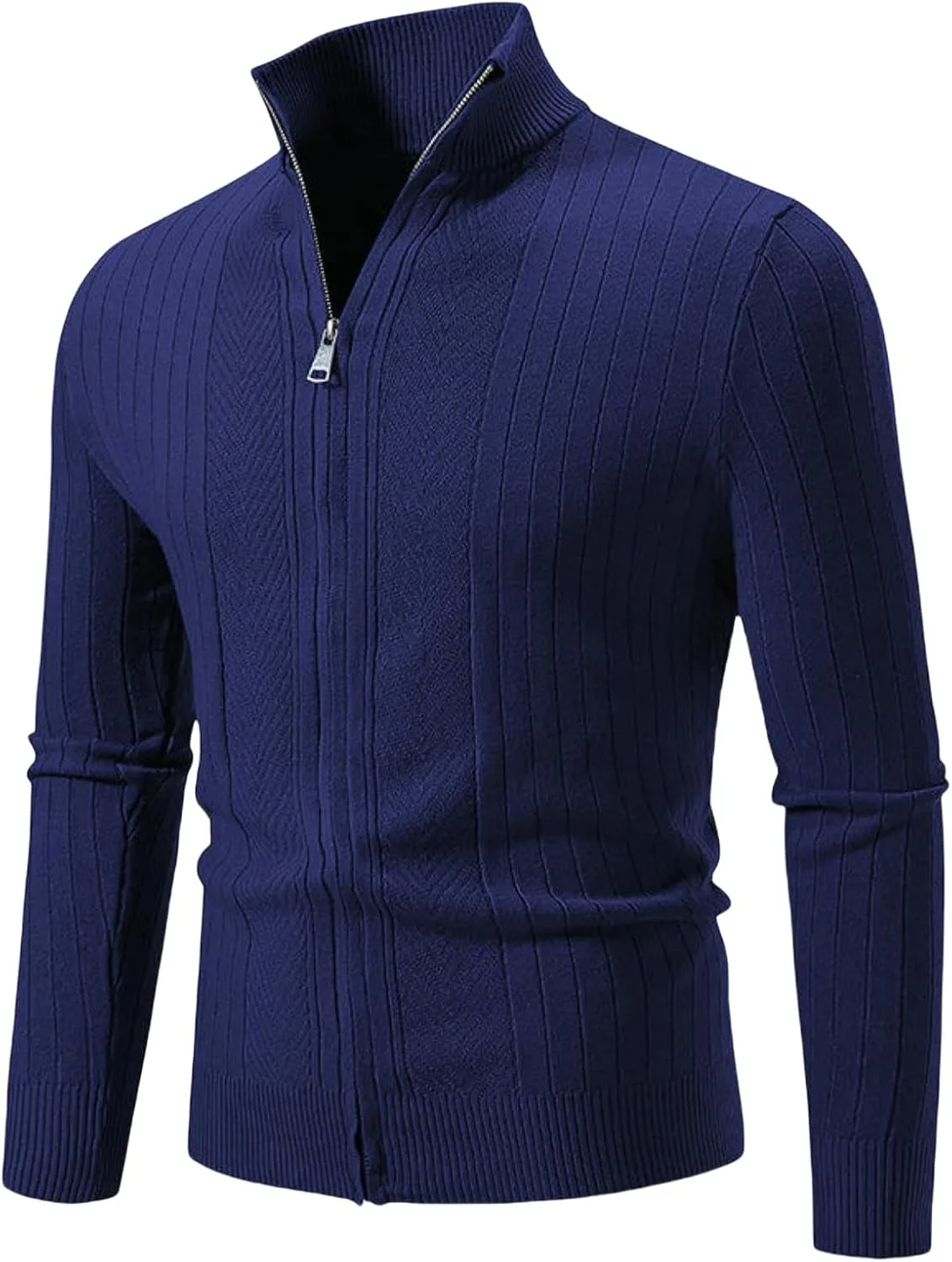 

Мужской кардиган с воротником стойкой и жаккардовым узором OAKVERVE